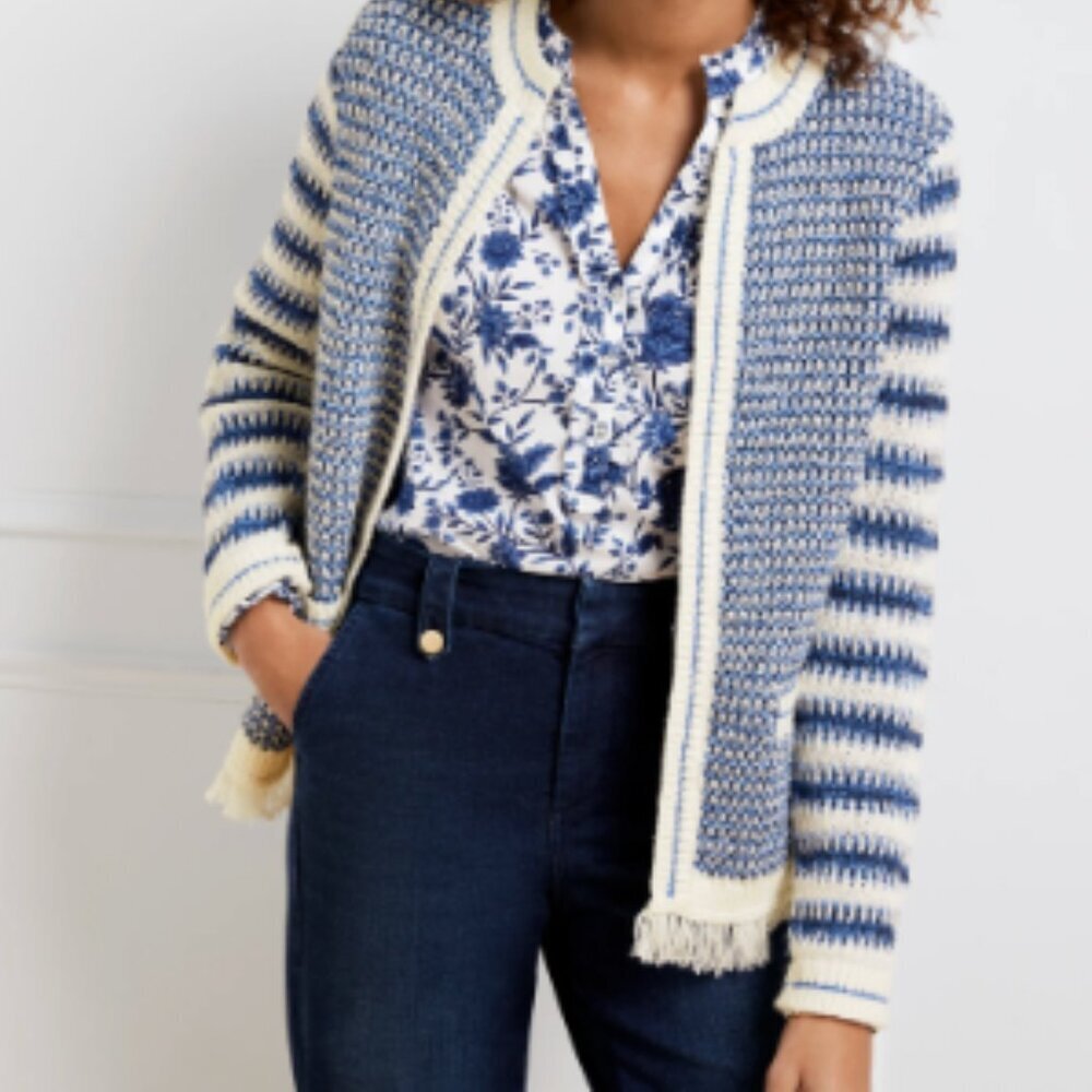 Talbots Mixed Texture Sweater Jacket, Biscayne Bl… - image 7